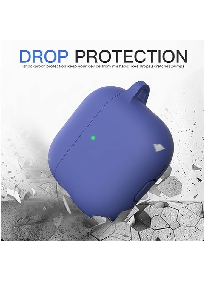Generic - Silicone Case for AirPods 4th Generation Case Cover [Active Noise Cancellation], for AirPods 4 Case Silicone Protective Cover 2024 with Lanyard/Keychain/Cleaner Kit/Ear Tips (Blue, Enhanced) - Image 1