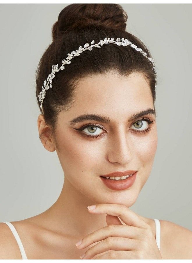 SWEETV Rhinestones Bridal Headband Silver Crystal Wedding Headpieces For Brides Hair Pieces For Bridesmaid Flower Girl Hair Accessories  - Image 4