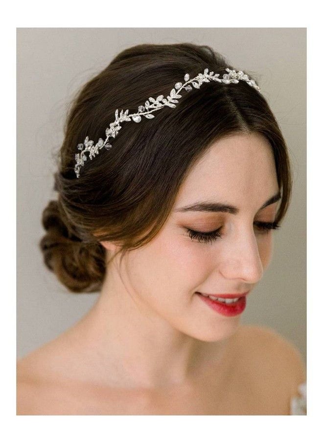 SWEETV Rhinestones Bridal Headband Silver Crystal Wedding Headpieces For Brides Hair Pieces For Bridesmaid Flower Girl Hair Accessories  - Image 2