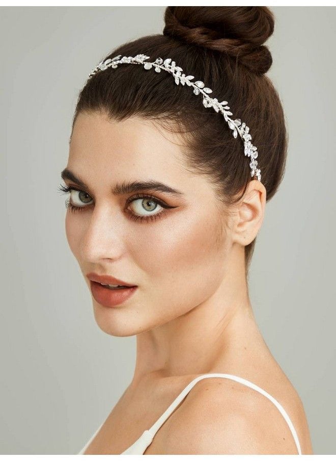 SWEETV Rhinestones Bridal Headband Silver Crystal Wedding Headpieces For Brides Hair Pieces For Bridesmaid Flower Girl Hair Accessories  - Image 5