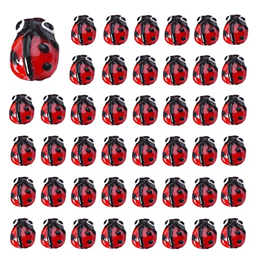 SUNNYCLUE 1 Box 40Pcs Ladybug Beads Ladybug Bead Bulk Red Lampwork Glass Flying Animal Insects Handmade Beaded Loose Spacer Beads for Jewelry Making Kits Elastic Thread Bracelets Crafts Supplies - Image 1