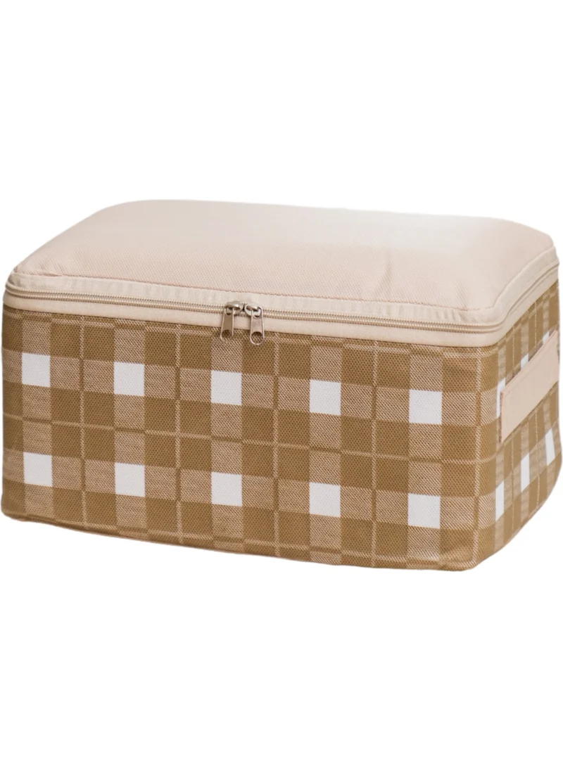 Nacarev 3 Pieces Small Size Square Patterned Plaid Gray Base Under Suitcase Suitcase Organizer Bag Set 30X20X15 cm