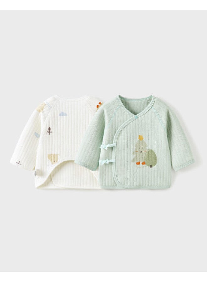 Tongtai Baby Kimono Half-back Top Winter Pure Cotton Warm Newborn Seamless Infant Monk Suit 2-piece Set - Image 1