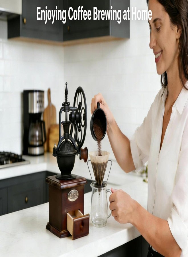 وان ليان مطحنة قهوة يدوية عتيقة الطراز، مطحنة قهوة يدوية بمقبض، مطحنة أسطوانية - Image 3