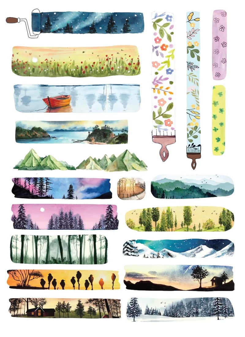 anujarusiya Paper Tape Scrapbook Stickers | Laminated & Self-Adhesive | 5 A5 Sheets with 121 Stickers | Perfect for Journaling, Gift Decoration & Attaching Photos or Mementos - Image 5