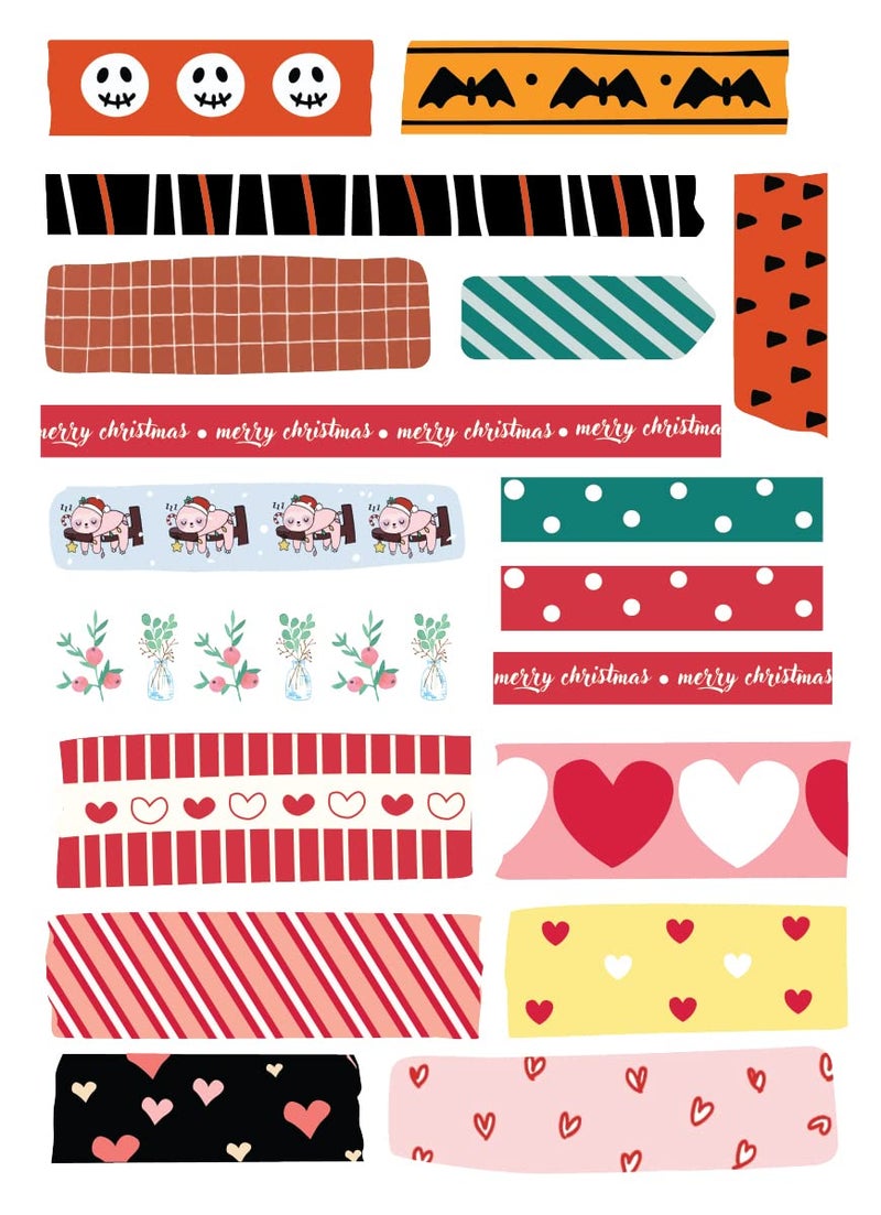 anujarusiya Paper Tape Scrapbook Stickers | Laminated & Self-Adhesive | 5 A5 Sheets with 121 Stickers | Perfect for Journaling, Gift Decoration & Attaching Photos or Mementos - Image 3