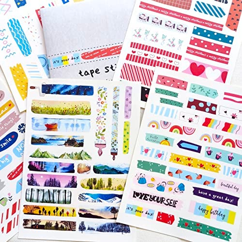 anujarusiya Paper Tape Scrapbook Stickers | Laminated & Self-Adhesive | 5 A5 Sheets with 121 Stickers | Perfect for Journaling, Gift Decoration & Attaching Photos or Mementos - Image 2