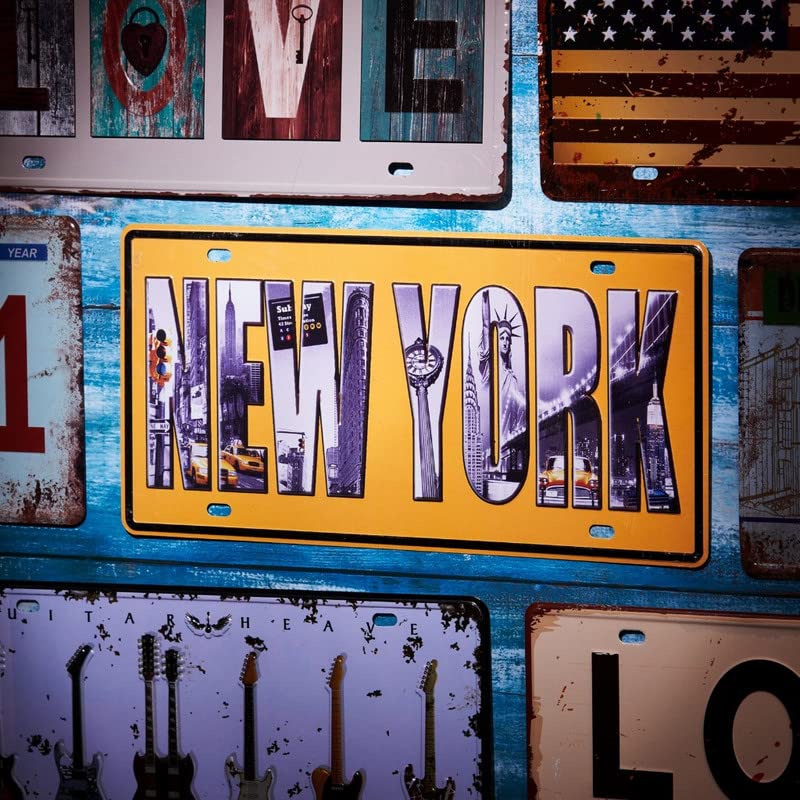 EAZYWAGON New-YorkMultipurpose Metal Vintage Tin sign Boards Retro License Plate Vanity Gift Decorative Car Tag, Truck Front Plate Wall Art Design Number Plaque for Cafe, Living Room - Image 3