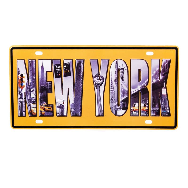 EAZYWAGON New-YorkMultipurpose Metal Vintage Tin sign Boards Retro License Plate Vanity Gift Decorative Car Tag, Truck Front Plate Wall Art Design Number Plaque for Cafe, Living Room - Image 1