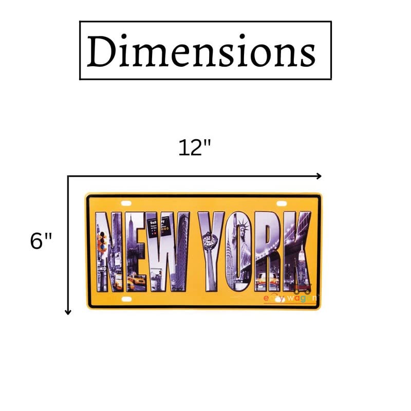 EAZYWAGON New-YorkMultipurpose Metal Vintage Tin sign Boards Retro License Plate Vanity Gift Decorative Car Tag, Truck Front Plate Wall Art Design Number Plaque for Cafe, Living Room - Image 2