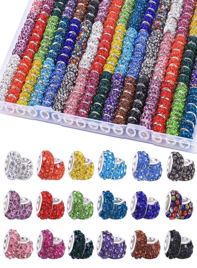 AIPRIDY Mixed Color or Single Color Polymer Clay European Spacer Beads, Crystal Rhinestone Charms Beads Rondelle Slide Bead Spacer for DIY Charm Jewelry Making (Random Mixed) - Image 1