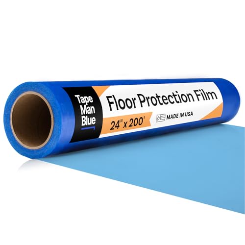 TapeManBlue Floor Protection Film, 24 inch x 200' roll, Made in USA, Blue Self Adhesive Floor Protector for Moving and Construction, Temporary Covering for Protection of Hardwood, Tile, Other Hard Surfaces - Image 1