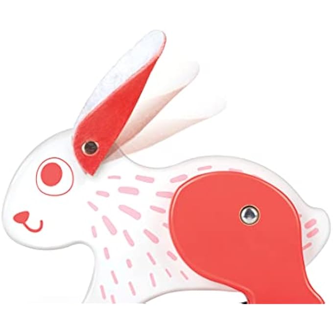 BUNNY PULL-ALONG WOODEN TOY FOR TODDLERS | MOVING HEAD & FEET WITH SMOOTH WHEELS | ENCOURAGES WALKING, FINE MOTOR SKILLS & ACTIVE PLAY | COLORFUL DESIGN, DURABLE, AGES 12+ MONTHS - Image 2