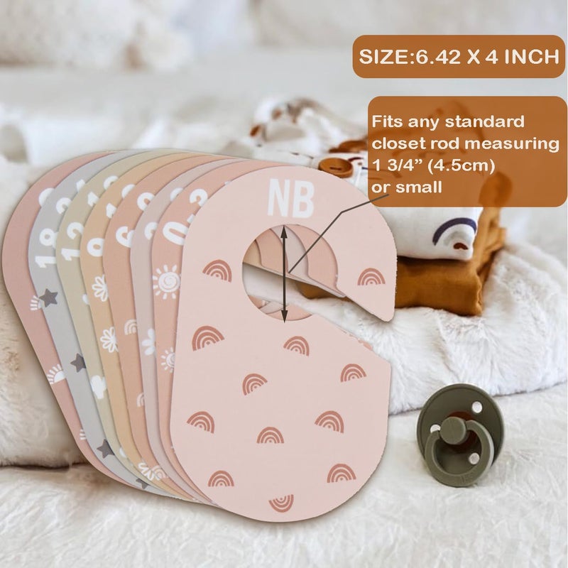 eoscasely Baby Closet Divider, Baby Wardrobe Organizer, Double-Sided Minimalist Cute Design, Nursery Decor Clothes Hanger Dividers for Sorting 8 Sizes from Newborn to 12+ Months - Image 2
