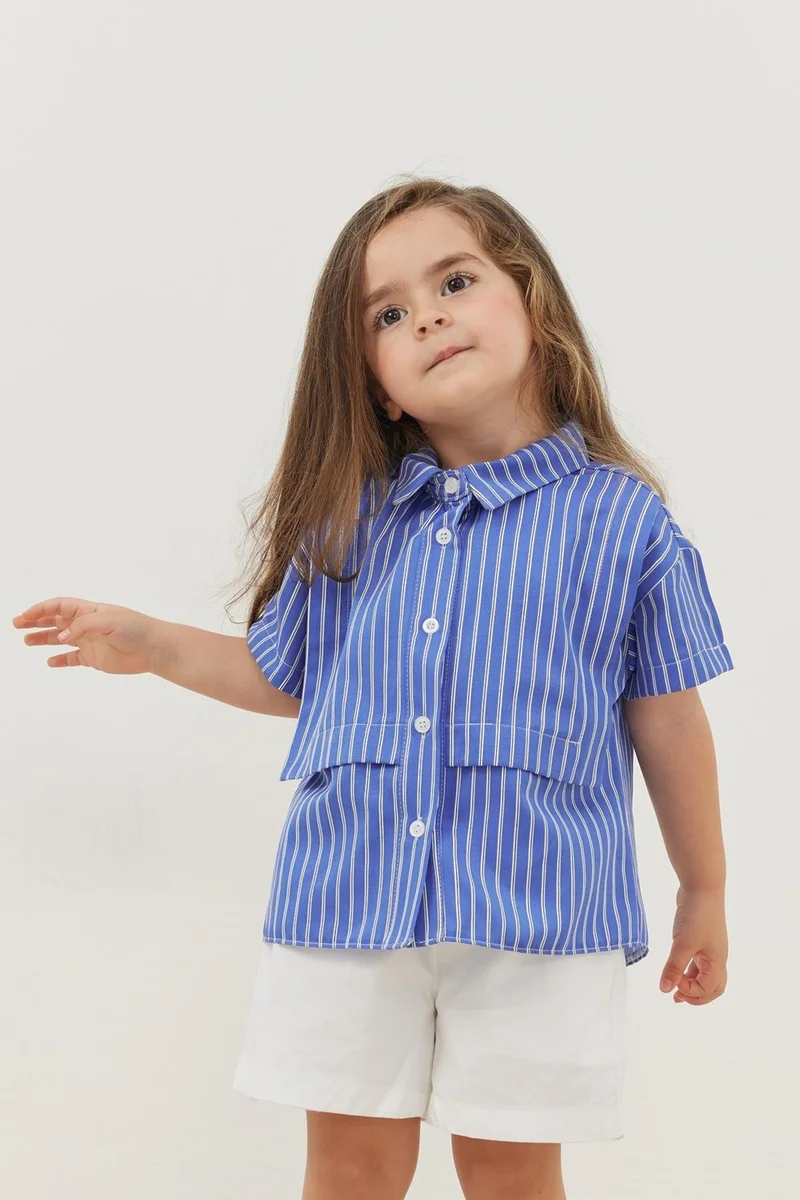 Fahhar Kids Layered Shirt Dark Blue