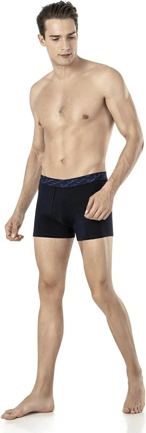 pierre cardin Men's Cotton Saxe-Navy Blue-Grey 3-Piece Boxer