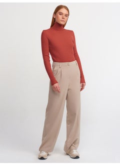 Dilvin 1297 Turtleneck Ribbed Basic Sweater-Terra  - Image 3