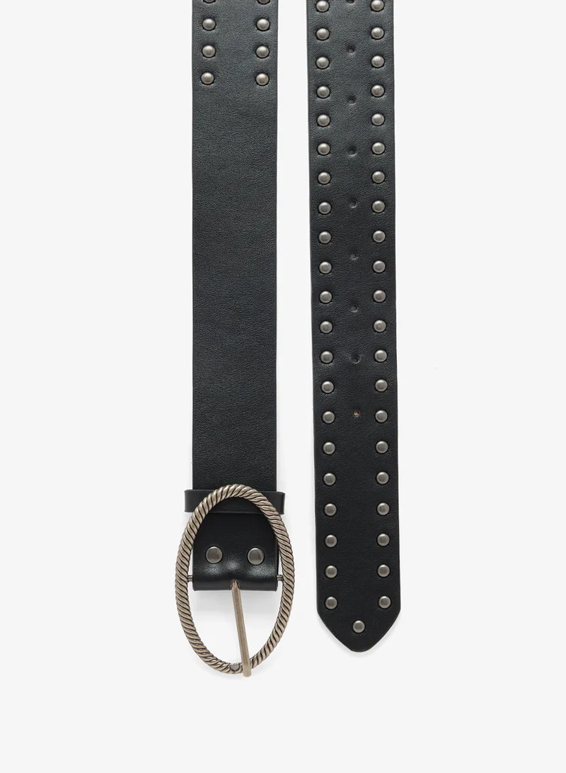 Seventy Five Belt With Round Clasp And Studding Detail