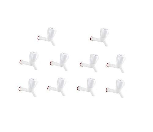 VME White PVC Plastic Bib CockWater Taps for Kitchen Bathroom Wash Basins Set of 10 12 15 mm Type PVC Taps Faucet for Hot and Cold WaterLong Body - Image 1