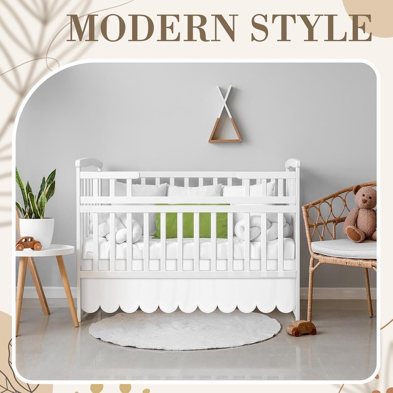 Hahafelt تنورة سرير هاهافيلت البيضاء ذات الحواف المموجة 28"x 52" مع انخفاض 14" - Image 4
