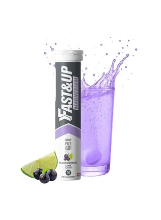 Magnesium for Tiredness and Fatigue Relief - 20 Effervescent Tablets - Blackcurrant and Lime Flavor