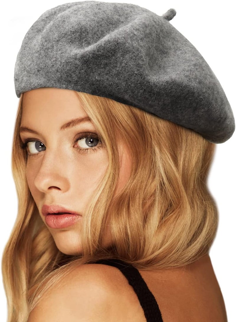 Wheebo Wool Beret Hat,Solid Color French Style Winter Warm Cap for Women Girls Lady - Image 1
