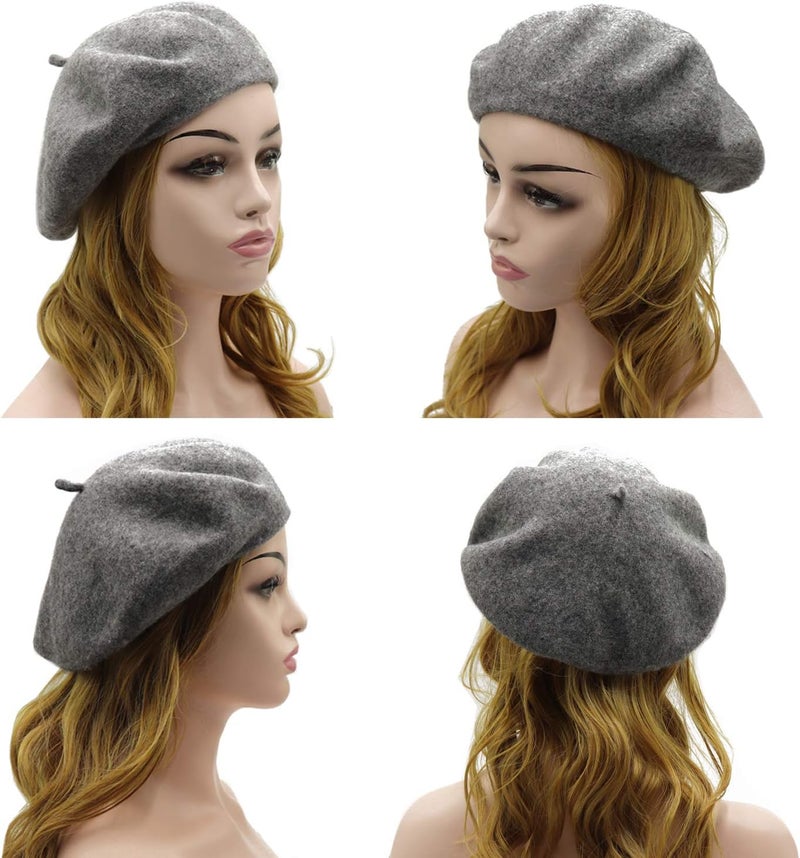 Wheebo Wool Beret Hat,Solid Color French Style Winter Warm Cap for Women Girls Lady - Image 3