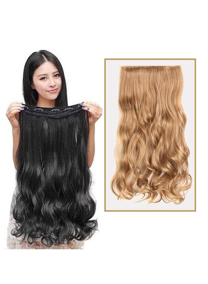 Estelle Full Head One Piece Long Straight and Body Wave Heat Resistance Fiber Hair Extension 5 Clips Curly Plastic Hair Extension Suitable for Women and Girls (Body Wave No BW88M27) - Image 1