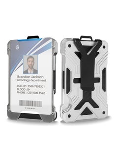Minimalist Wallet for Men, Slim Wallet with Clear ID Card Holder, Carbon Fiber Wallet, Aluminum Wallet with Metal Money Clip for Men, RFID Blocking Ultra-Thin Tactical Wallet Mens Gift Silver(1 Pack)