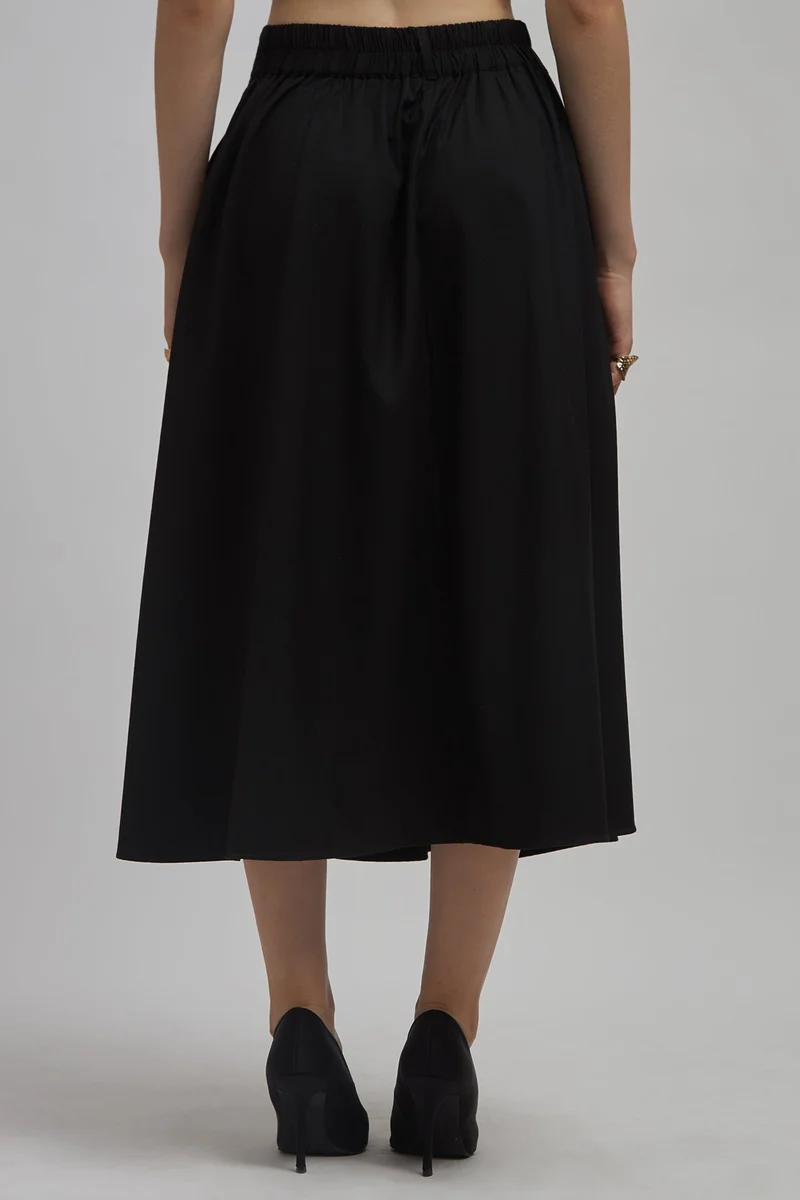 Virgio Viscose Stretch Workwear Box Pleated Midi Skirts for Women