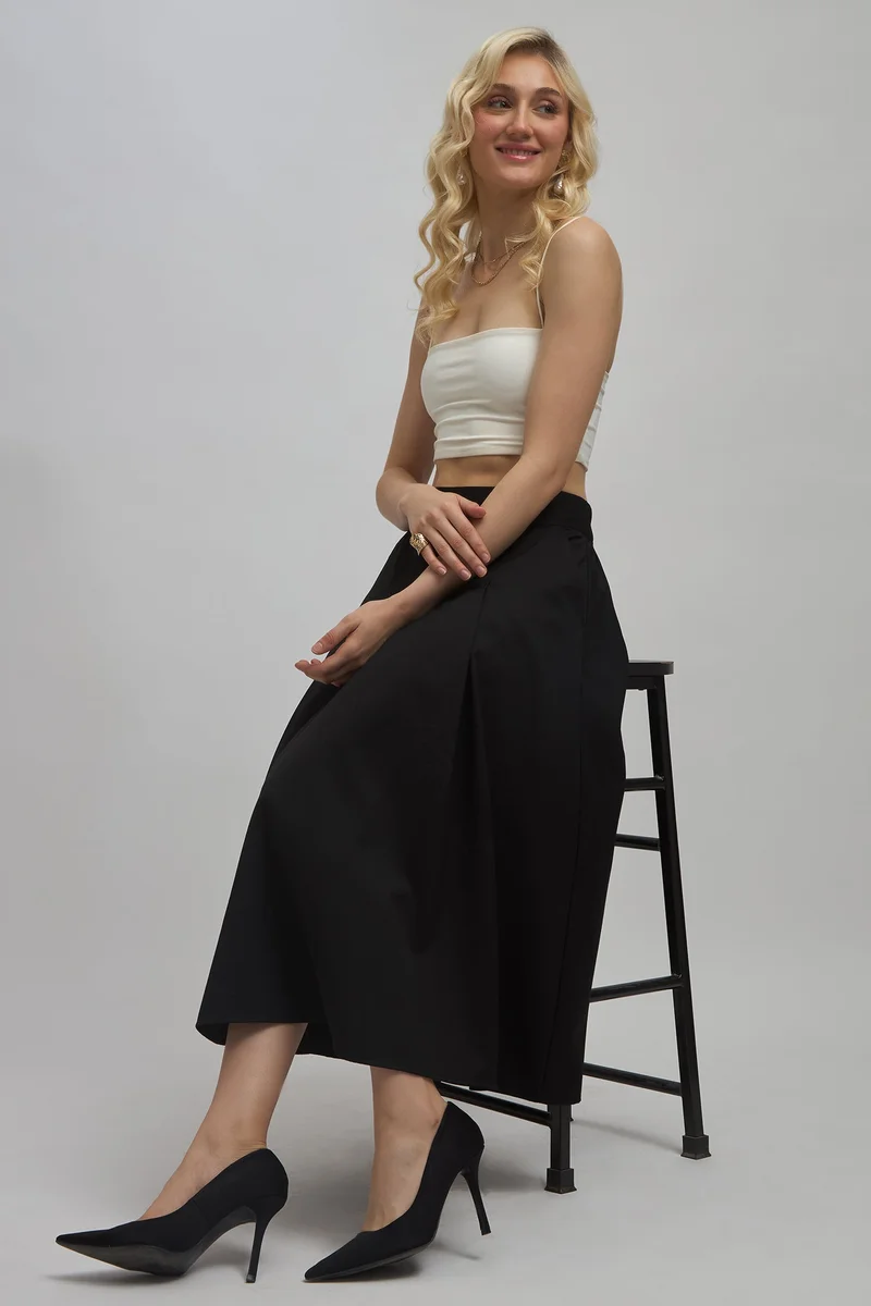فيرجيو Viscose Stretch Workwear Box Pleated Midi Skirts for Women