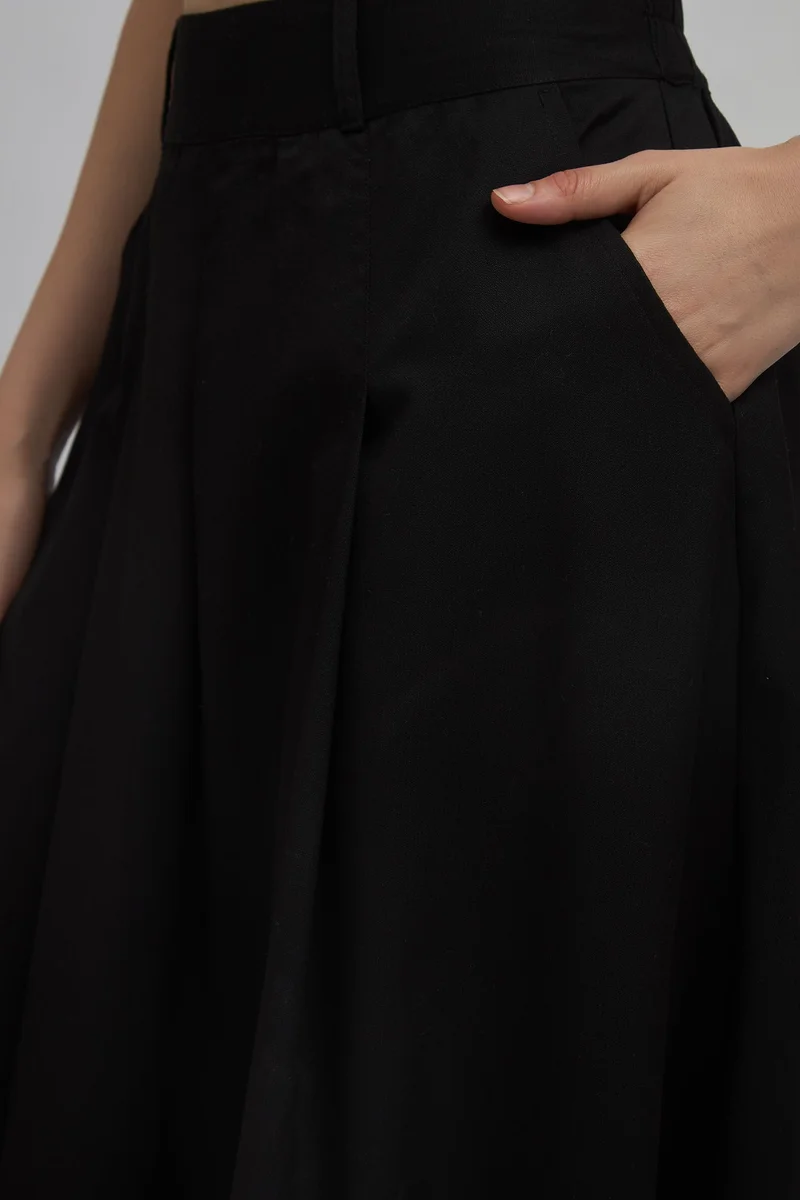 Virgio Viscose Stretch Workwear Box Pleated Midi Skirts for Women