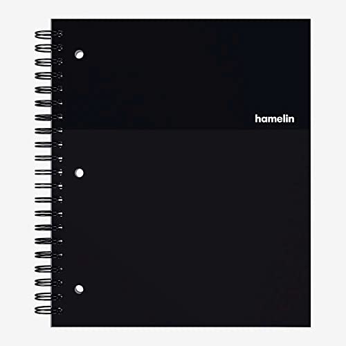 Hamelin 1 Subject, Graph Paper, Hard Cover Spiral Bound Grid Notebook, 4 Square Per Inch 150 Pages MIDNIGHT Black 8.5"x11" - Image 1