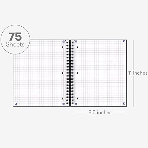 Hamelin 1 Subject, Graph Paper, Hard Cover Spiral Bound Grid Notebook, 4 Square Per Inch 150 Pages MIDNIGHT Black 8.5"x11" - Image 3