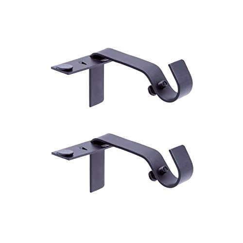 Kenney Kenney Fast Fit 58 No Measure Curtain Rod Brackets Matte Black