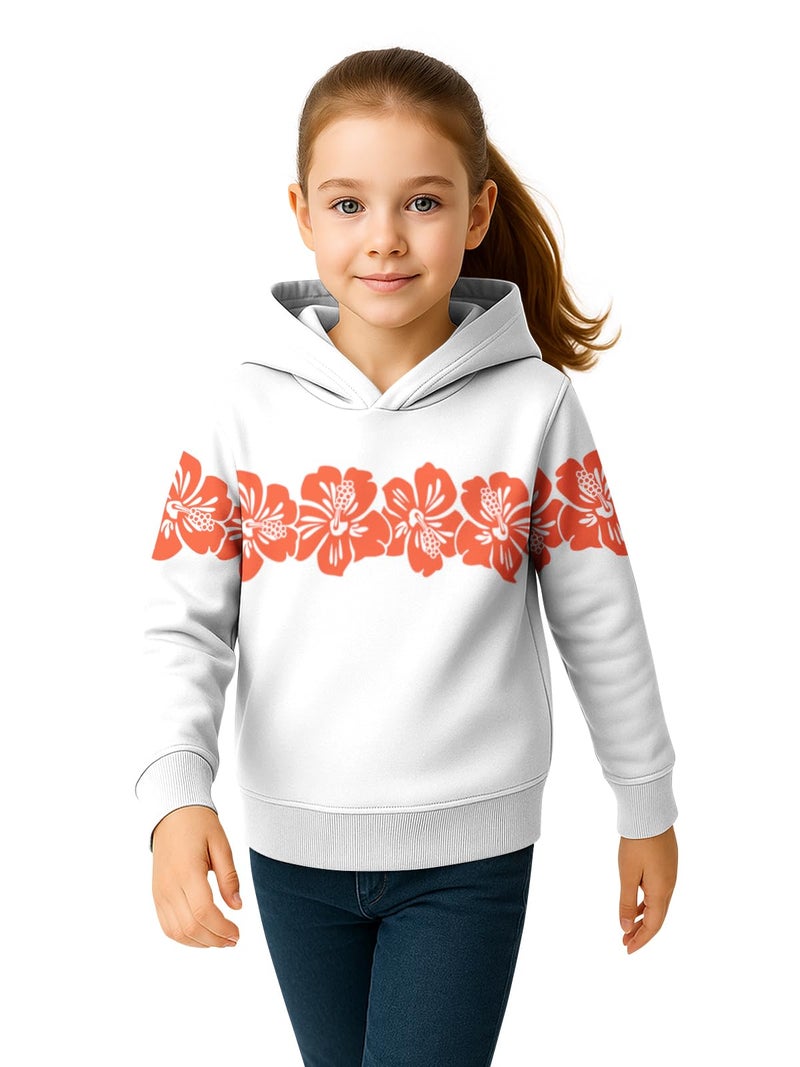 HELLCAT Trendy Cotton Blend Hoodie Sweatshirt for Girls - Pack of 1_White_3-4Years - Image 1