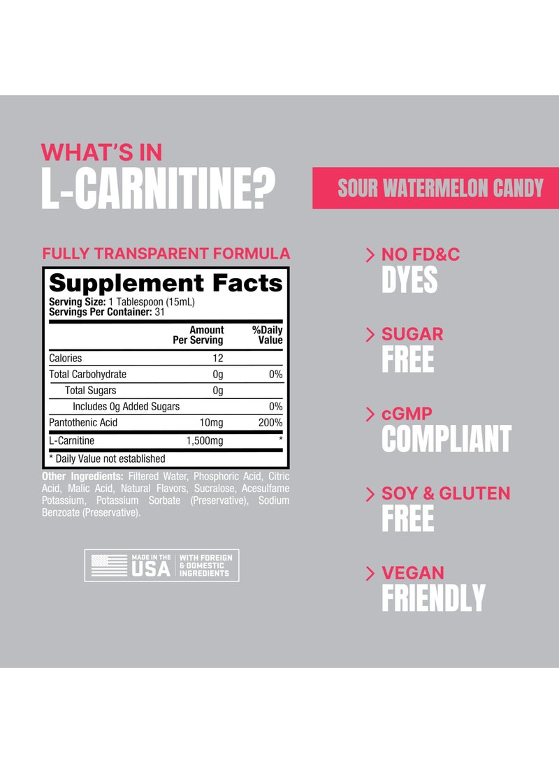 ProSupps ProSupps L-Carnitine 1500 Liquid Shots 473ml Sour Watermelon Candy  - Image 2