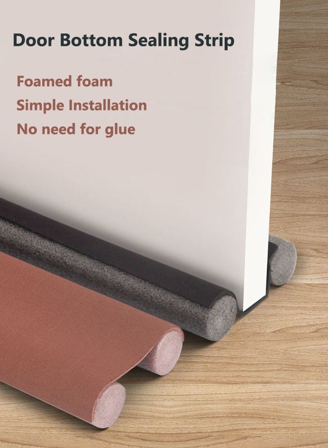 Under Door Draft Stopper,Wind-proof and Mosquito-proof Sponge Sealing Strip,Double-sided Energy Saving Door Weather Stripping Reduce Noise Window Breeze Blocker Adjustable Cuttable Door Sweeps Strip, Brown+black - Image 1