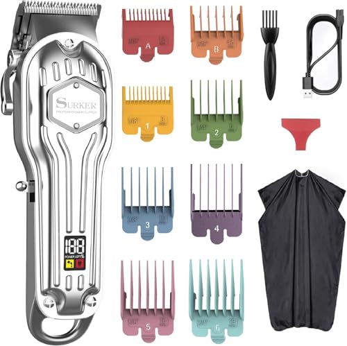 SURKER Mens Hair Clippers Cord Cordless Hair Trimmer Professional Haircut Kit for Men Rechargeable LED Display - Image 1