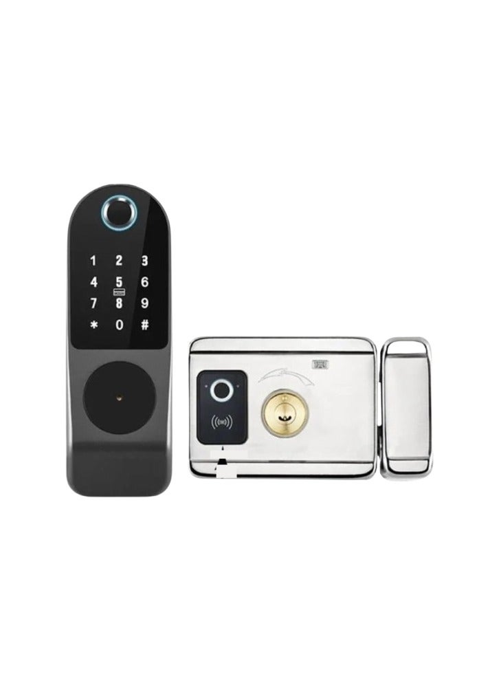 Smart Lock For Iron Doors, Street Doors And Buildings Gates, Fingerprint And Password, Card, and App Control - Black  - Image 1