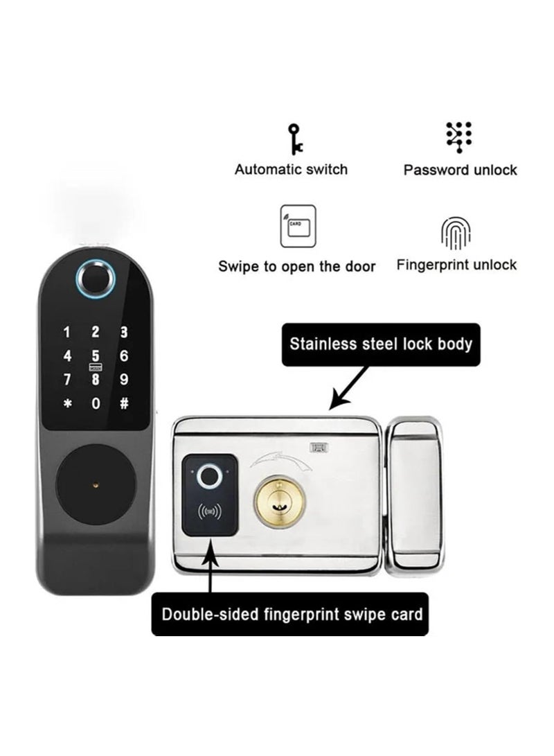 Smart Lock For Iron Doors, Street Doors And Buildings Gates, Fingerprint And Password, Card, and App Control - Black  - Image 3