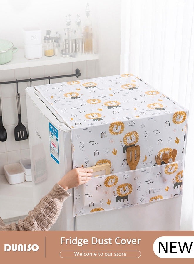 DUNISO Fridge Dust Cover Washer And Dryer Top Cover, Waterproof Multi-Purpose Top Covers with Storage Pockets with Side Storage Pockets, Suitable for Home and Kitchen 130×55CM - Image 1