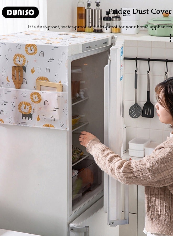 DUNISO Fridge Dust Cover Washer And Dryer Top Cover, Waterproof Multi-Purpose Top Covers with Storage Pockets with Side Storage Pockets, Suitable for Home and Kitchen 130×55CM - Image 2