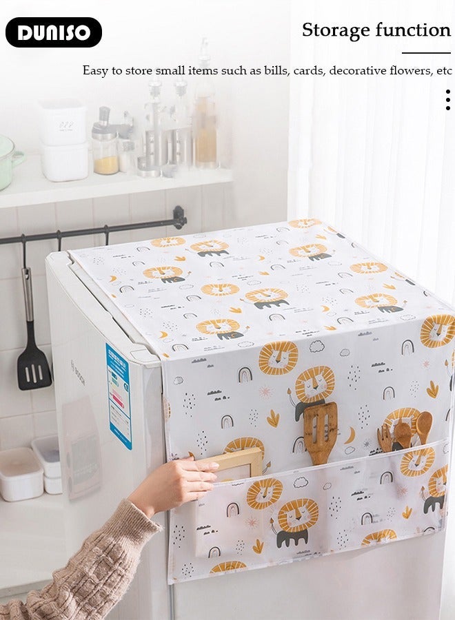 DUNISO Fridge Dust Cover Washer And Dryer Top Cover, Waterproof Multi-Purpose Top Covers with Storage Pockets with Side Storage Pockets, Suitable for Home and Kitchen 130×55CM - Image 4