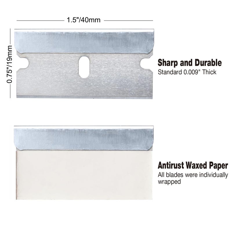 Greatandrew Great Andrew Single Edge Razor Blades, 100 Pack Straight Edge Razor Blade, Safety Blade Refills, Blade Scraper for Box Cutting, Crafts, DIY, Heavy Duty & Industrial Use - Image 2