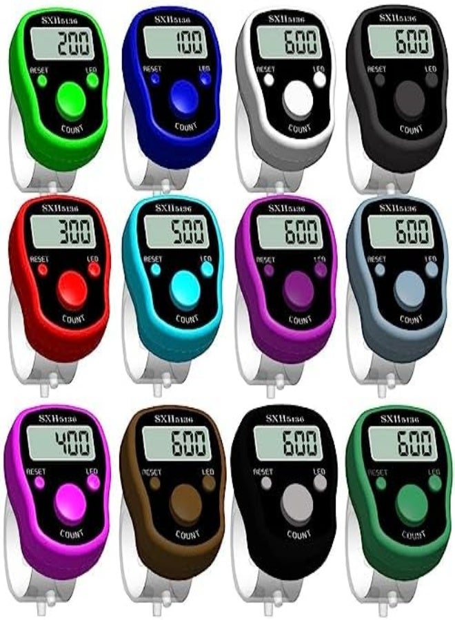 AKDC Yomna Finger Counter - 12 Digital Led Electronic Handheld Tally Counter Clicker With Case Multi Assorted Colors - Image 1