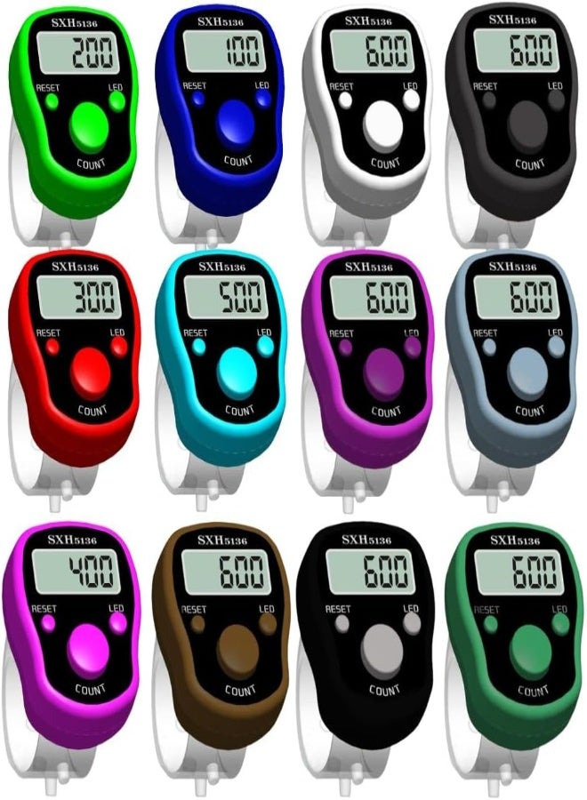 AKDC Yomna Finger Counter - 12 Digital Led Electronic Handheld Tally Counter Clicker With Case Multi Assorted Colors - Image 2