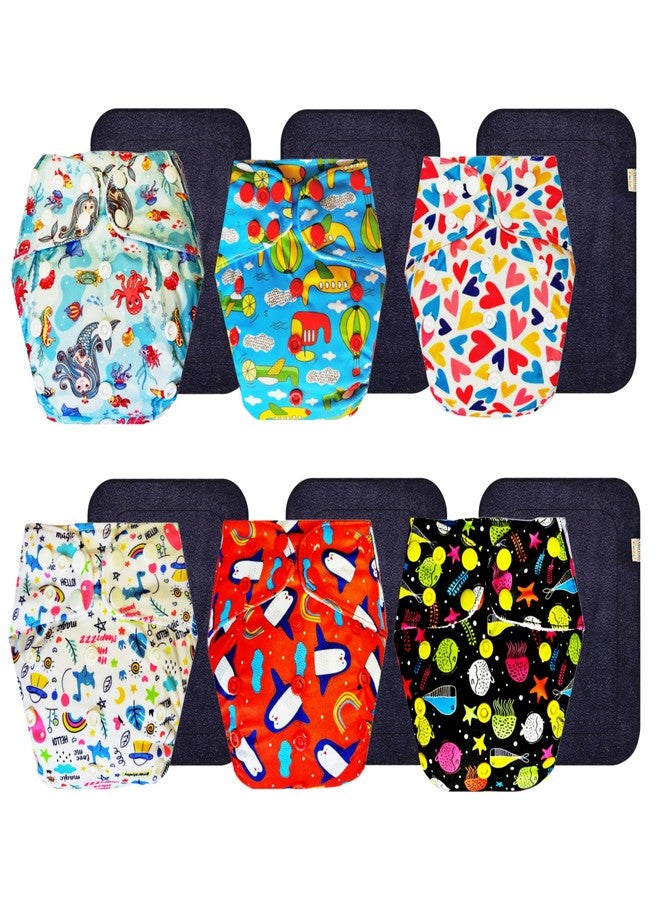 حفاضات دمبلدو القماشية الممتازة مع حشوة سوداء (عبوة من 6 قطع) | مضادة للحساسية | مانعة للتسرب | مناسبة للسفر | مثالية لفصل الصيف الهندي | من 3 أشهر إلى 3 سنوات | للجنسين - Image 1