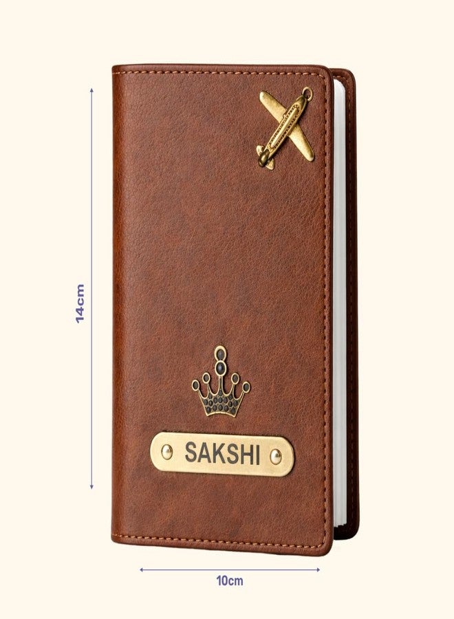 YOUR GIFT STUDIO Vegan Leather Passport Holder for Men with Name, Card Holder Travel Organizer Gift for Men and Women, Passport Holder with Name (Tan) - Image 3