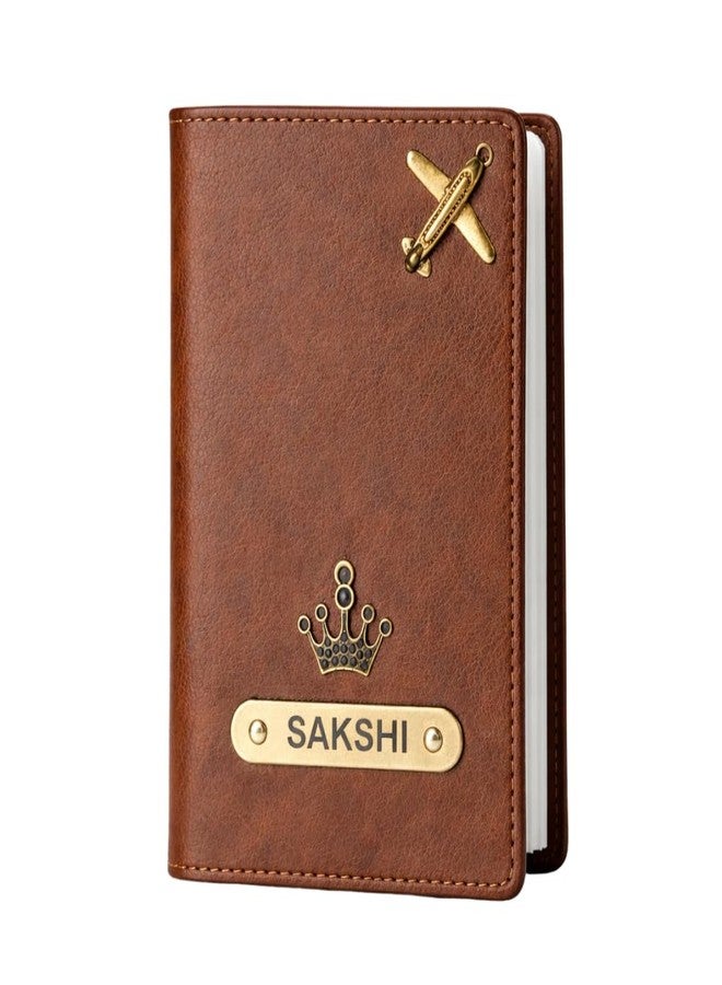 YOUR GIFT STUDIO Vegan Leather Passport Holder for Men with Name, Card Holder Travel Organizer Gift for Men and Women, Passport Holder with Name (Tan) - Image 2